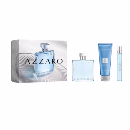 Kit Coffret Azzaro Chrome - Perfume Masculino EDT 100ml + Gel de Banho 75ml+ Travel Size Kit 10ml