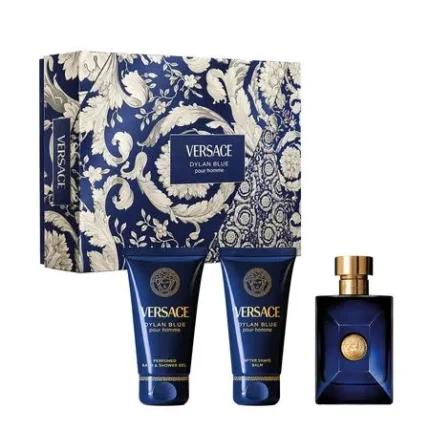 Kit Coffret Versace Dylan Blue Men Edt 50ml + Gel de Banho 50ml + Pós Barba 50ml